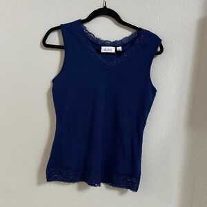 Chic Navy Lace-Trim Camisole